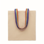 Sac tote bag en coton avec anses arc-en-ciel 180 g/m² couleur multicolore deuxième vue
