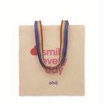 Sac tote bag en coton avec anses arc-en-ciel 180 g/m² couleur multicolore vue principale
