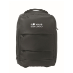 Sac à dos trolley en polyester RPET 290T avec 3 poches 15'' couleur noir vue avec zone d'impression
