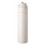 Gourde en acier inoxydable recyclé avec paille 2 en 1 650 ml couleur blanc