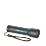 Lampe torche rechargeable en aluminium avec zoom et modes d'éclairage couleur bleu marine vue avec zone d'impression