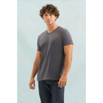 T-shirt unisexe en coton semi-peigné col V SOL'S couleur gris taupe