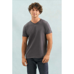 T-shirt unisexe en coton semi-peigné col V SOL'S couleur gris taupe