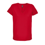 T-shirt en coton semi-peigné femme col V SOL'S couleur rouge cinquième vue