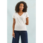 T-shirt en coton semi-peigné femme col V SOL'S couleur blanc