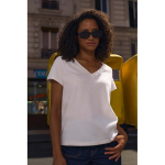 T-shirt en coton semi-peigné femme col V SOL'S couleur blanc