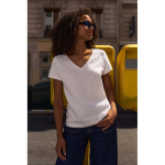 T-shirt en coton semi-peigné femme col V SOL'S couleur blanc
