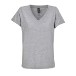 T-shirt en coton semi-peigné femme col V SOL'S couleur gris chiné