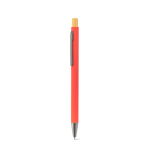 Stylo en aluminium recyclé avec finition caoutchoutée, encre bleue couleur rouge première vue