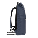 Sac à dos roll-top pour ordinateur en cuir synthétique 15 L 16” couleur bleu troisième vue