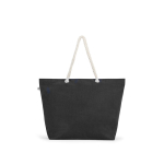 Sac de plage en coton recyclé avec anses longues 220 g/m2 couleur noir première vue