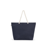 Sac de plage en coton recyclé avec anses longues 220 g/m2 couleur bleu première vue