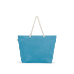 Sac de plage en coton recyclé avec anses longues 220 g/m2 couleur bleu ciel première vue