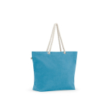 Sac de plage en coton recyclé avec anses longues 220 g/m2 couleur bleu ciel