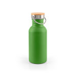 Bouteille en acier inoxydable avec bouchon en bambou et anse 580ml couleur vert
