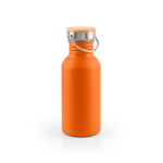 Bouteille en acier inoxydable avec bouchon en bambou et anse 580ml couleur orange