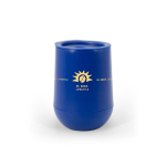 Tasse de voyage à double paroi avec ouverture coulissante 420ml couleur bleu image avec logo