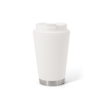 Tasse de voyage à double paroi avec couvercle rabattable 410ml couleur blanc première vue