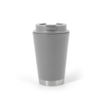 Tasse de voyage à double paroi avec couvercle rabattable 410ml couleur gris première vue