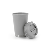 Tasse de voyage à double paroi avec couvercle rabattable 410ml couleur gris