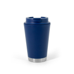 Tasse de voyage à double paroi avec couvercle rabattable 410ml couleur bleu marine première vue