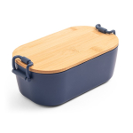 Boîte repas hermétique en plastique avec couvercle en bambou 1 L couleur bleu marine première vue