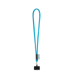 Cordon tubulaire avec mousqueton et support téléphone 6,5 x 4,1 cm couleur bleu ciel première vue