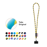 Cordon tubulaire avec mousqueton et support téléphone 6,5 x 4,1 cm diverses couleurs