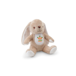 Peluche lapin en polyester avec patch personnalisable couleur beige image avec logo