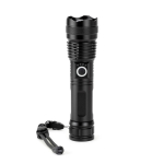 Lampe torche rechargeable en aluminium recyclé LED 10 W de 500 lumens couleur noir