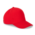 Casquette en coton brossé 5 panneaux avec boucle métallique 260 g/m² couleur rouge première vue