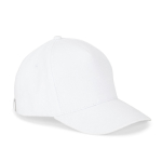 Casquette en coton brossé 5 panneaux avec boucle métallique 260 g/m² couleur blanc première vue