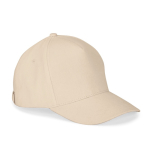 Casquette en coton brossé 5 panneaux avec boucle métallique 260 g/m² couleur beige première vue