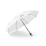 Parapluie pliant à mécanisme manuel avec mousqueton sur la poignée Ø98 couleur blanc image avec logo