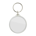 Porte-clés en plastique fabriqué en Europe avec anneau métallique couleur transparent première vue