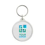 Porte-clés en plastique fabriqué en Europe avec anneau métallique couleur transparent avec zone d'impression