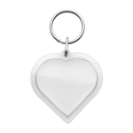 Porte-clés en plastique avec anneau métallique en forme de cœur couleur transparent première vue