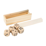 Jeu de dés en bois de hêtre dans une boîte à couvercle coulissant quatrième vue