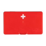 Trousse de secours en plastique avec fermeture à clip et 15 pièces couleur rouge première vue