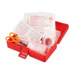 Trousse de secours en plastique avec fermeture à clip et 15 pièces première vue