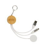 Set de câbles de charge avec anneau métallique à suspendre 65 W couleur bois avec zone d'impression