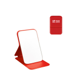 Miroir de poche pliable avec couvercle en cuir synthétique 70 x 11 cm couleur rouge avec zone d'impression