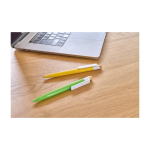 Stylo à bille en plastique en bambou et clip blanc, encre bleue septième vue