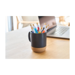 Stylo à bille en plastique en bambou et clip blanc, encre bleue huitième vue