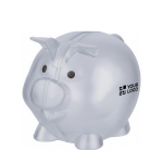 Tirelire en forme de cochon en plastique recyclé à personnaliser couleur transparent avec zone d'impression