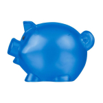 Tirelire en forme de cochon en plastique recyclé à personnaliser couleur bleu roi première vue