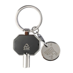 Porte-clés en zinc recyclé avec purgeur de radiateur et jeton première vue