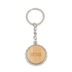 Porte-clés en bambou et alliage de zinc avec décapsuleur intégré couleur bois avec zone d'impression