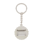 Porte-clés en bambou et alliage de zinc avec décapsuleur intégré troisième vue