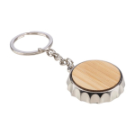 Porte-clés en bambou et alliage de zinc avec décapsuleur intégré quatrième vue